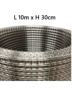 Gnaverstop-net i svejset  rustfrit st&aring;l (AISI304) L 10m x H 30cm