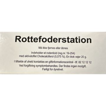 Etikette til rottefoderstation m. Cholecalciferol (til brug sammen med Selontra gift)