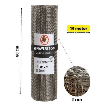 Gnaverstop-net i vævet rustfrit stål (AISI304) L 10m x H 80cm
