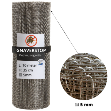 Gnaverstop-net i vævet rustfrit stål (AISI304) L 10m x H 35cm