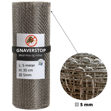 Gnaverstop-net i vævet rustfrit stål (AISI304) L 5m x H 35cm