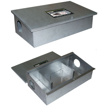 Rottegiftkasse med skrue til gift eller fælde (uden indhold) 